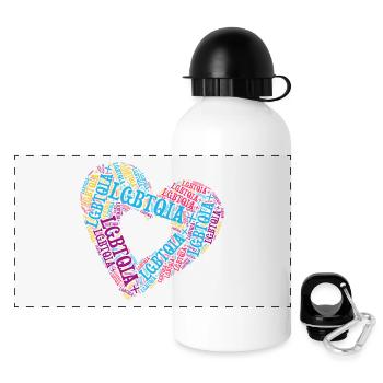 LGBTQIA+ Double Heart Word Cloud Gay Pride T-Shirt - Panoramic Thermal Bottle with Lid 500 ml - white - Front
