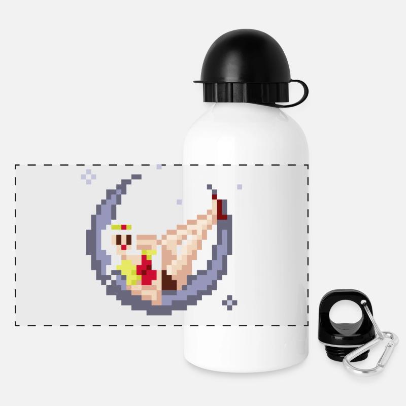 Pixel Pinup: Girl on the Moon - Panoramic Thermal Bottle with Lid 500 ml - white