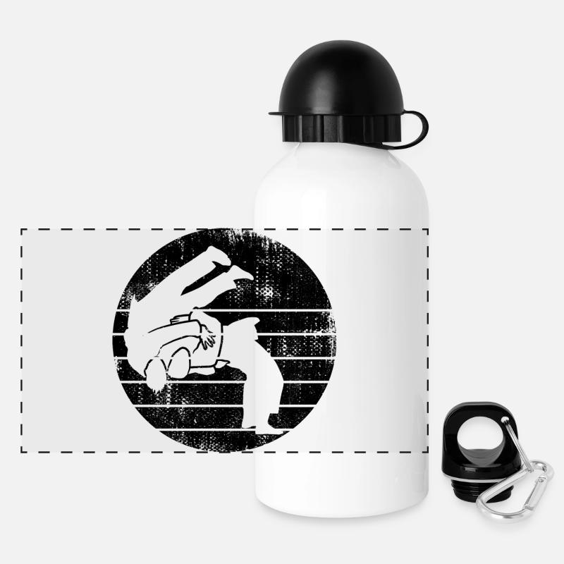 Combattants de judo - Gourde panoramique avec couvercle 500 ml - blanc