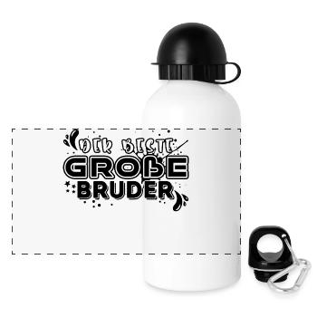 Bruderherz Großer Bruder Statement Geschwister - Panorama Trinkflasche mit Deckel 500 ml - Weiß - Vorne