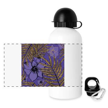 Fleurs et feuilles tropicales - Gourde panoramique avec couvercle 500 ml - blanc - Devant