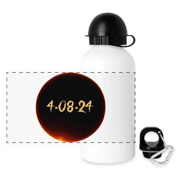 Sonnenfinsternis 2024 - Panorama Trinkflasche mit Deckel 500 ml - Weiß - Vorne