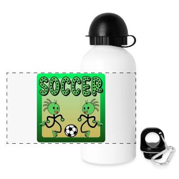 KINDER FUSSBALL SPORT ZEICHNUNG - Panorama Trinkflasche mit Deckel 500 ml - Weiß - Vorne