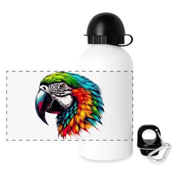 Papageien-Ara - Panorama Trinkflasche mit Deckel 500 ml - Weiß - Vorne