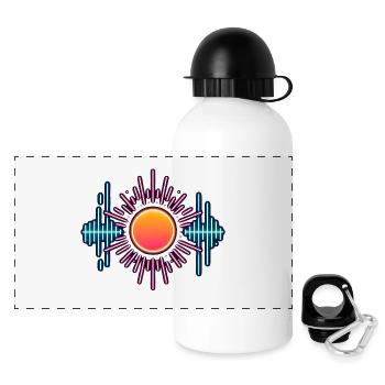 Neon Sun Sound Waves - Panoramic Thermal Bottle with Lid 500 ml - white - Front