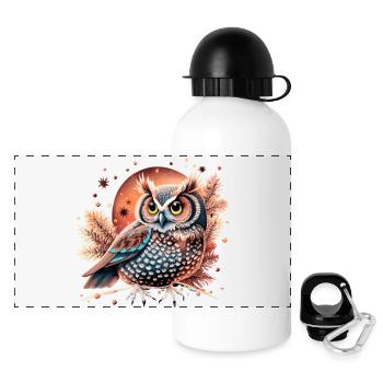 hibou_ niedliche Eule - Panorama Trinkflasche mit Deckel 500 ml - Weiß - Vorne