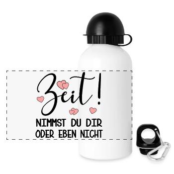 ZEIT NEHMEN - PRIORITÄTEN SETZEN SPRÜCHE - Panorama Trinkflasche mit Deckel 500 ml - Weiß - Vorne