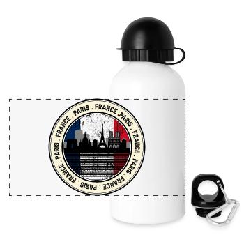 Paris Skyline Tricolor Circular Emblem - Panoramic Thermal Bottle with Lid 500 ml - white - Front