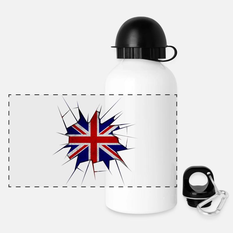 Union jack flag broken glass - Panoramic Thermal Bottle with Lid 500 ml - white