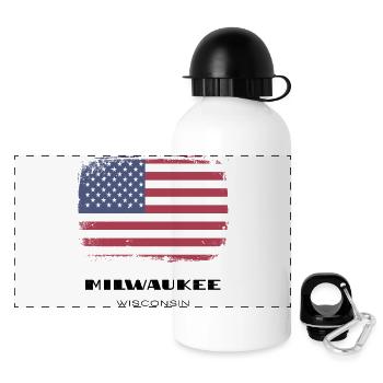 Milwaukee, Wisconsin, USA - Panorama Trinkflasche mit Deckel 500 ml - Weiß - Vorne