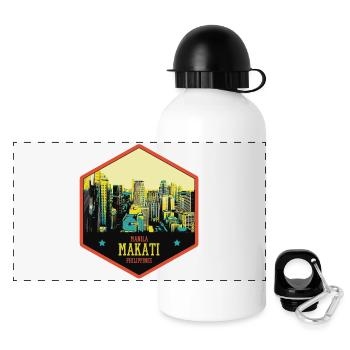 Leuchtende Skyline: Makati, Manila, Philippinen - Panorama Trinkflasche mit Deckel 500 ml - Weiß - Vorne
