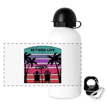Leben im Ruhestand mit Strand und Palmen. - Panorama Trinkflasche mit Deckel 500 ml - Weiß - Vorne