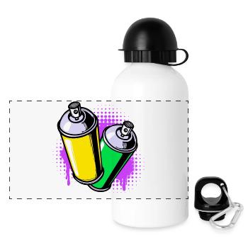 Graffiti Sprayer Kunst Strassenkunst Spraydose - Panorama Trinkflasche mit Deckel 500 ml - Weiß - Vorne