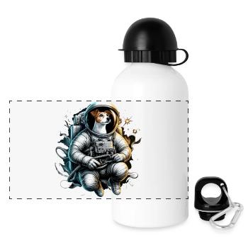 Astronaut Jack Russell Terrier Geschenk - Panorama Trinkflasche mit Deckel 500 ml - Weiß - Vorne