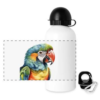 Watercolor macaw - Panoramic Thermal Bottle with Lid 500 ml - white - Front