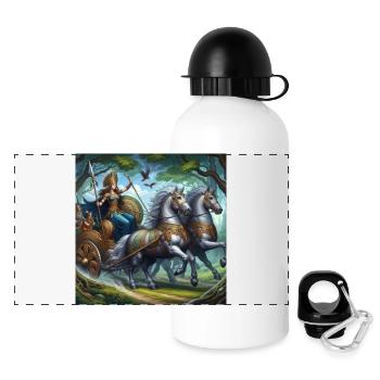 Königin Boudicca in der Schlacht - Panorama Trinkflasche mit Deckel 500 ml - Weiß - Vorne