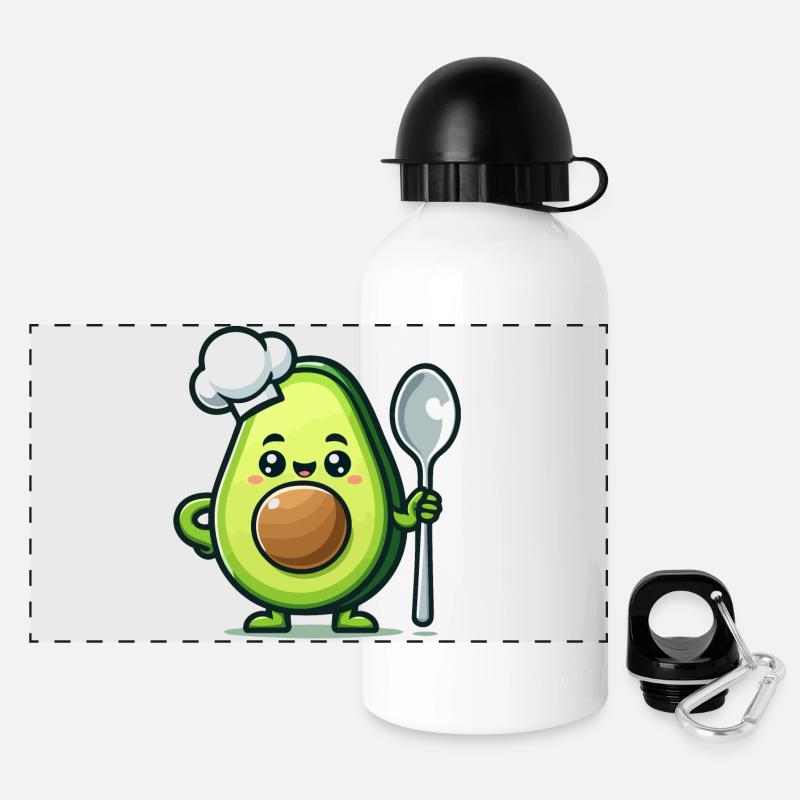 Chef Avocuddle: The Gourmet Guacamole Genius - Panoramic Thermal Bottle with Lid 500 ml - white