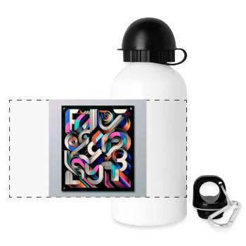 Experimentelle Typografie - Panorama Trinkflasche mit Deckel 500 ml - Weiß - Vorne
