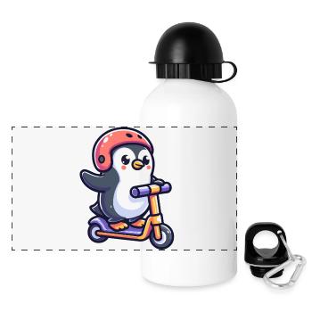 Penguin on the Go: The Scooting Sweetie - Panoramic Thermal Bottle with Lid 500 ml - white - Front