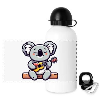 Koala Chords: Der Eukalyptus-Melodiker - Panorama Trinkflasche mit Deckel 500 ml - Weiß - Vorne
