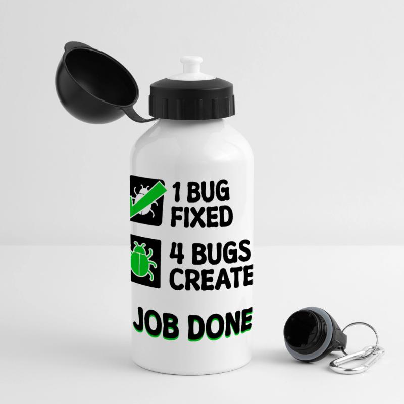 Programmierer Developer Bugfixing Bugs Skripting Panorama Trinkflasche mit Deckel 500 ml