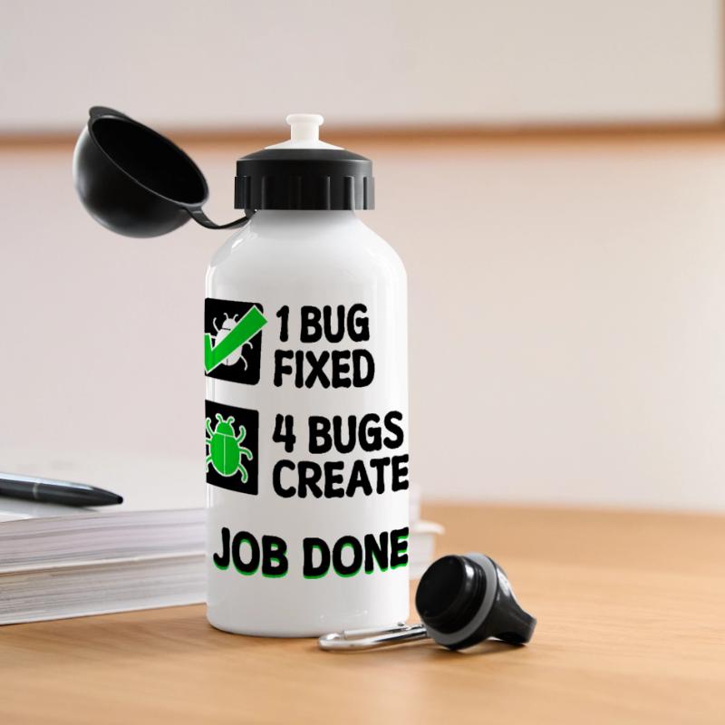Programmierer Developer Bugfixing Bugs Skripting Panorama Trinkflasche mit Deckel 500 ml