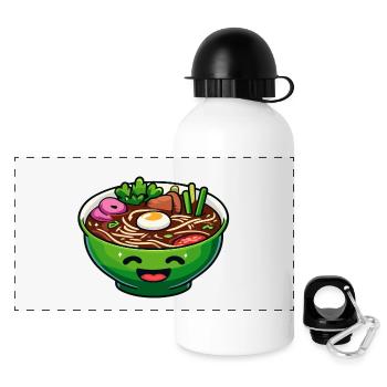 Happy Ramen Bowl: Die fröhliche Suppe - Panorama Trinkflasche mit Deckel 500 ml - Weiß - Vorne
