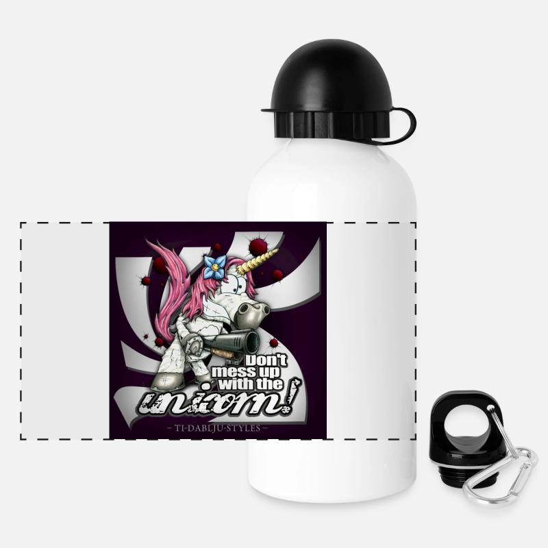 Ne vous trompez pas avec la licorne - Gourde panoramique avec couvercle 500 ml - blanc
