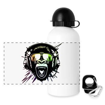 Affe mit Neonbrille - Panorama Trinkflasche mit Deckel 500 ml - Weiß - Vorne