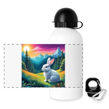 Häschen - Panorama Trinkflasche mit Deckel 500 ml - Weiß - Vorne