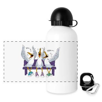 Seagulls on Beach Bench - Panoramic Thermal Bottle with Lid 500 ml - white - Front