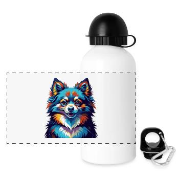 Pomeranian German Spitz Dog Breed Cartoon Kawaii - Panoramic Thermal Bottle with Lid 500 ml - white - Front