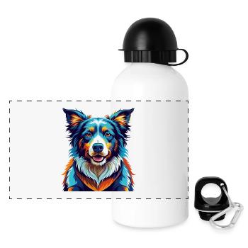 Picardie Schäferhund Rasse Bunt Karikatur Kawaii - Panorama Trinkflasche mit Deckel 500 ml - Weiß - Vorne