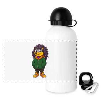 Igel Lustige Kawaii Cartoon Figur Clipart - Panorama Trinkflasche mit Deckel 500 ml - Weiß - Vorne