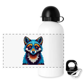 Polarfuchs Bunte Kawaii Cartoon Figur Haustier - Panorama Trinkflasche mit Deckel 500 ml - Weiß - Vorne