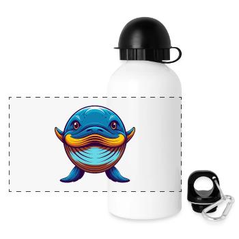 Whale Colorful Kawaii Cartoon Character Clipart - Panoramic Thermal Bottle with Lid 500 ml - white - Front
