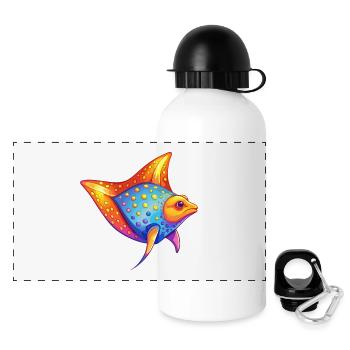 Spotted Eagle Ray Colorful Kawaii Cartoon Clipart - Panoramic Thermal Bottle with Lid 500 ml - white - Front