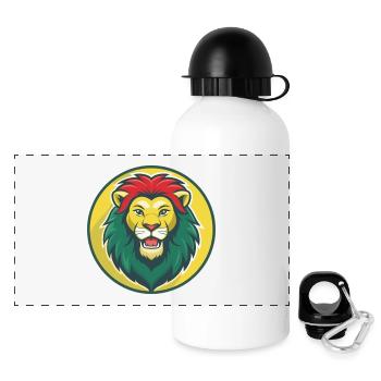 Lion mignon Kawaii dessin animé Clipart Animal de compagnie - Gourde panoramique avec couvercle 500 ml - blanc - Devant