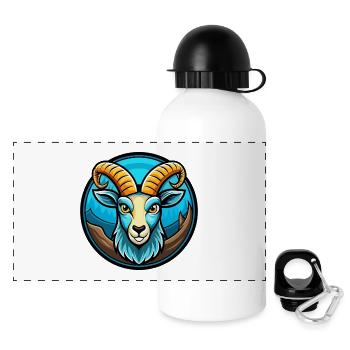 Steinbock Bunte Kawaii Cartoon Figur Clipart Haustier - Panorama Trinkflasche mit Deckel 500 ml - Weiß - Vorne