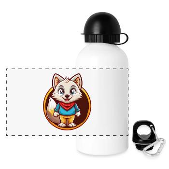 Polarfuchs Lustige Kawaii Cartoon Clipart Tier Haustier - Panorama Trinkflasche mit Deckel 500 ml - Weiß - Vorne