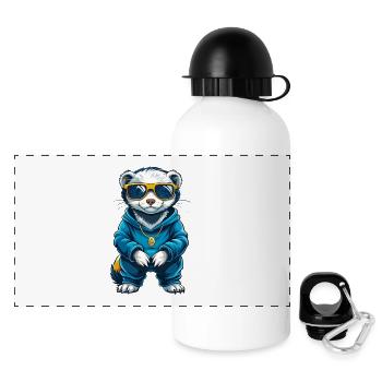 furet cool personnage de dessin animé Kawaii Clipart - Gourde panoramique avec couvercle 500 ml - blanc - Devant