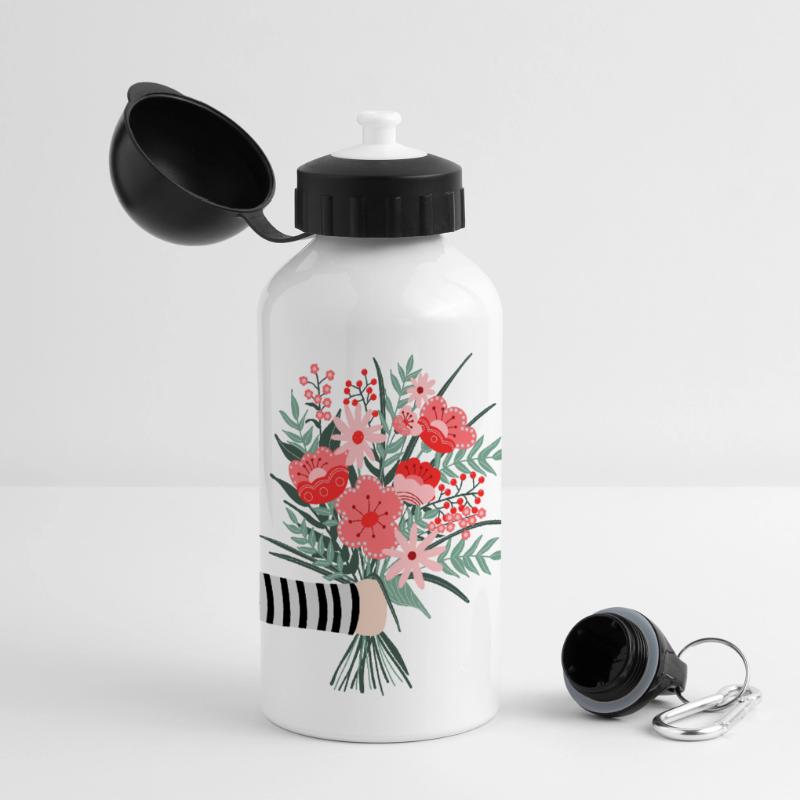 Dites simplement merci - une chère salutation aux fleurs Gourde panoramique avec couvercle 500 ml
