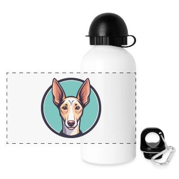 Podenco Andaluz Dog Breed Cartoon Kawaii Clipart - Panoramic Thermal Bottle with Lid 500 ml - white - Front