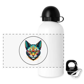 Asiatische Katzenrasse Karikatur Kawaii Tier Haustier - Panorama Trinkflasche mit Deckel 500 ml - Weiß - Vorne