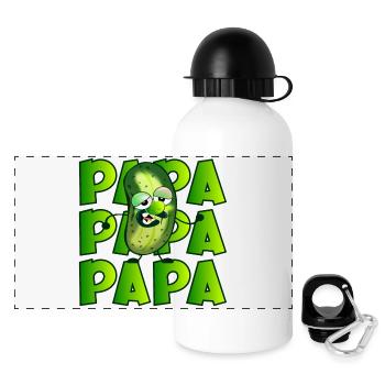 PAPA MÜDE - GURKENSALAT GURKEN GEWÜRZGURKEN - Panorama Trinkflasche mit Deckel 500 ml - Weiß - Vorne