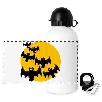Halloween Fledermäuse - Panorama Trinkflasche mit Deckel 500 ml - Weiß - Vorne
