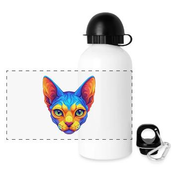 Devon Rex Katzenrasse Cartoon Kawaii Tier Haustier - Panorama Trinkflasche mit Deckel 500 ml - Weiß - Vorne