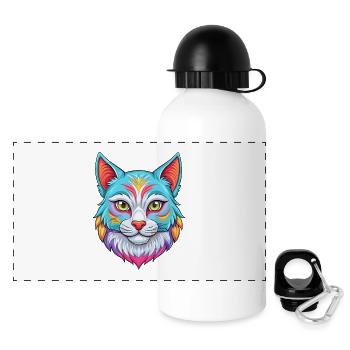 Asiatische Katzenrasse Cartoon Kawaii Tier Haustier - Panorama Trinkflasche mit Deckel 500 ml - Weiß - Vorne