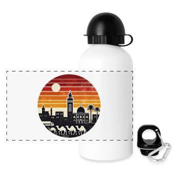 Marrakesch Moschee Wüsten Design - Panorama Trinkflasche mit Deckel 500 ml - Weiß - Vorne