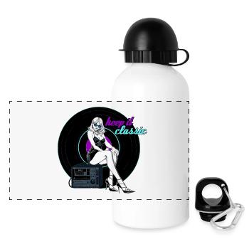 Disque vinyle musique femme cadeau - Gourde panoramique avec couvercle 500 ml - blanc - Devant